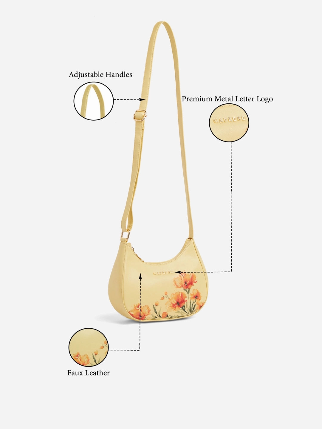 Caprese Chloe Small Yellow Sling Bag