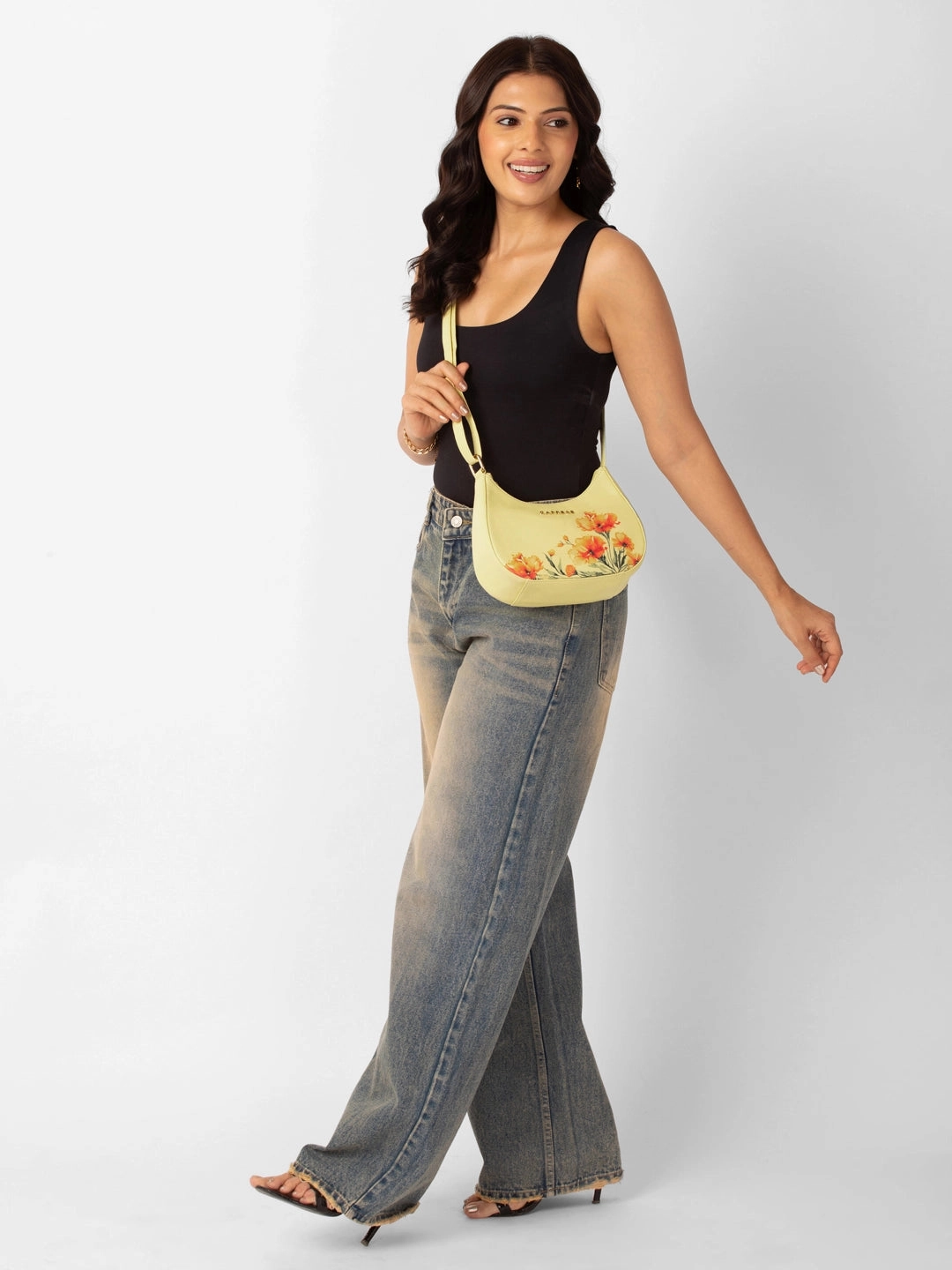 Caprese Chloe Small Yellow Sling Bag