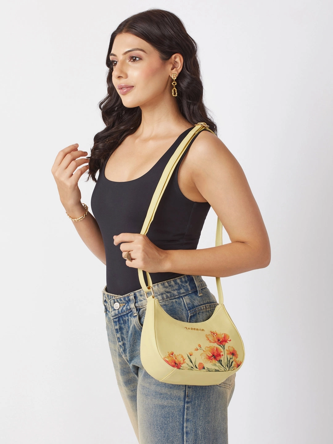 Caprese Chloe Small Yellow Sling Bag
