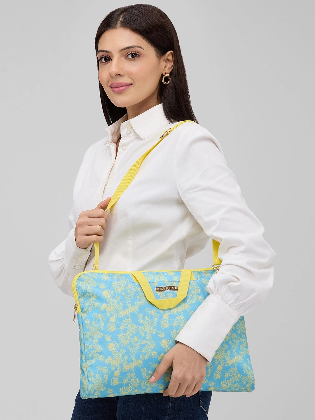 Caprese Chrysan Large Light Blue Laptop Bag