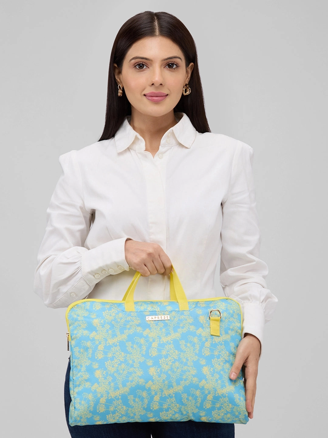 Caprese Chrysan Large Light Blue Laptop Bag