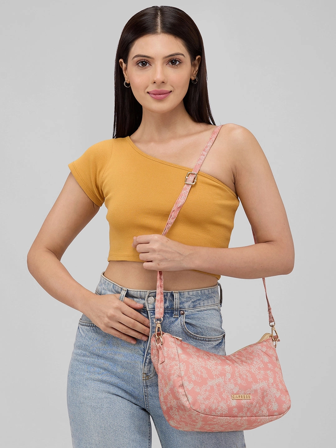 Caprese Chrysan Medium Coral Sling Bag