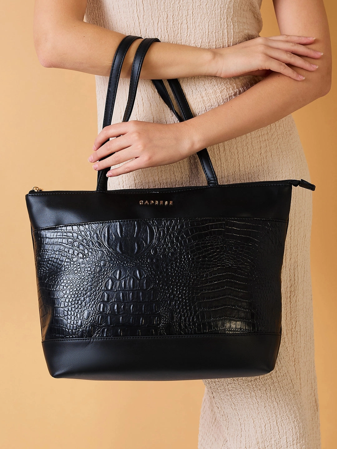 Caprese Cyprus Medium Black Tote Bag