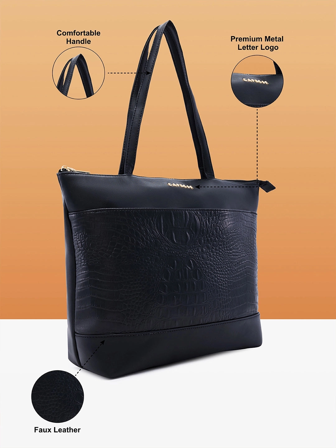 Caprese Cyprus Medium Black Tote Bag