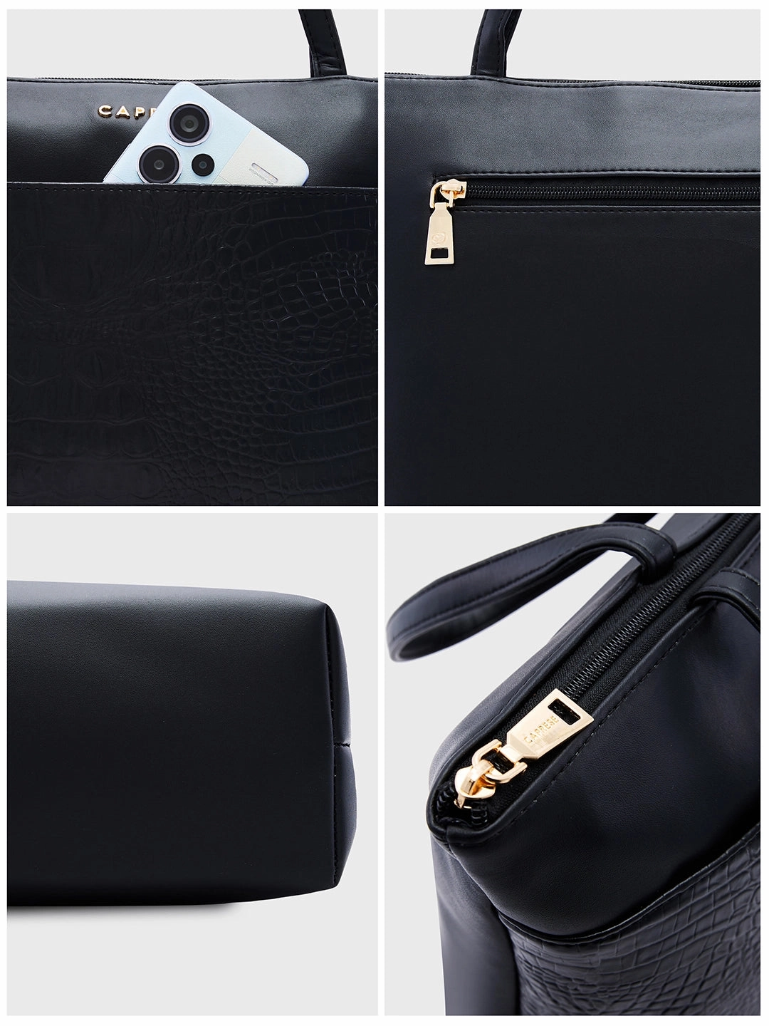Caprese Cyprus Medium Black Tote Bag