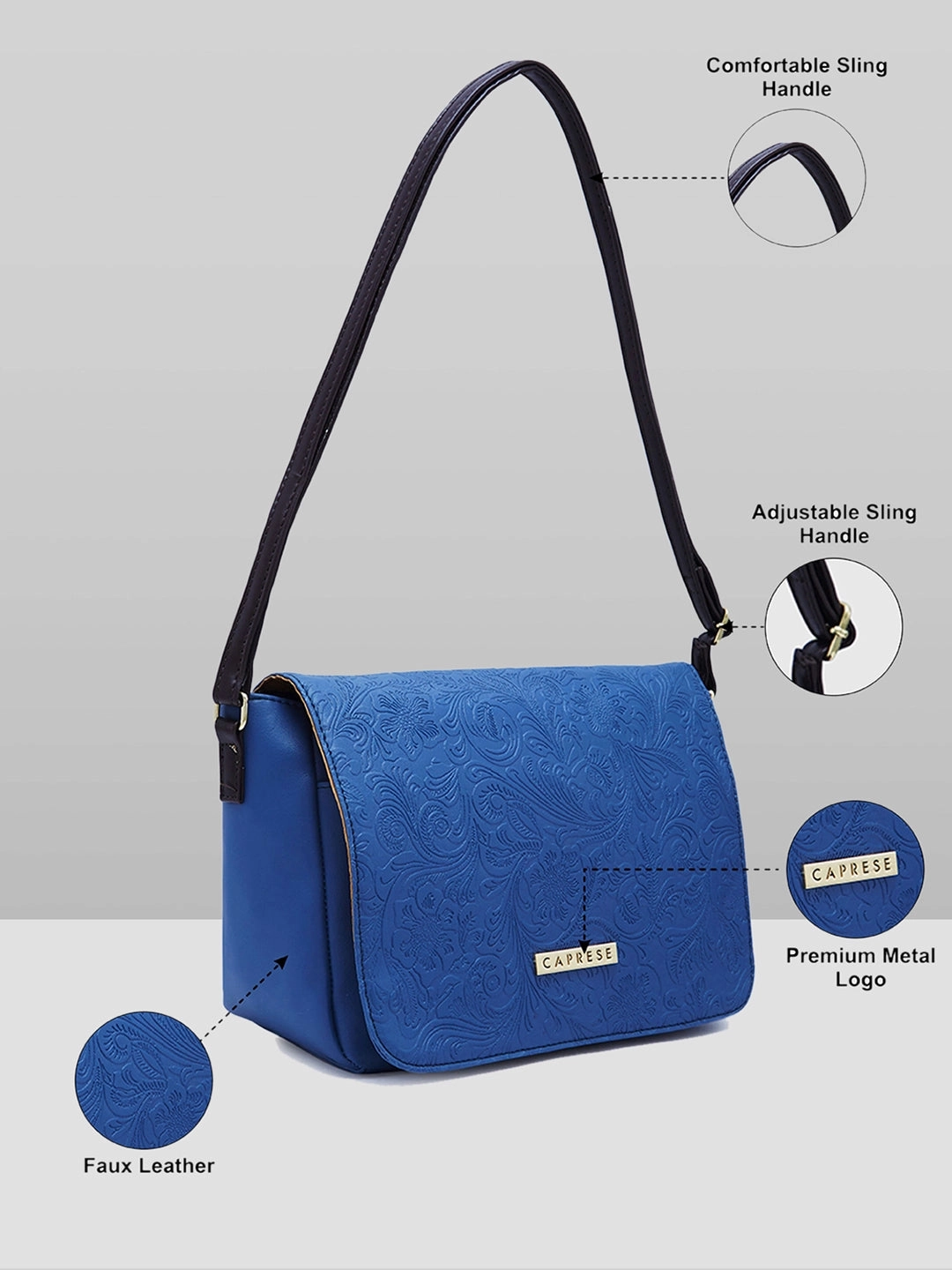 Caprese Daria Medium Blue Sling Bag