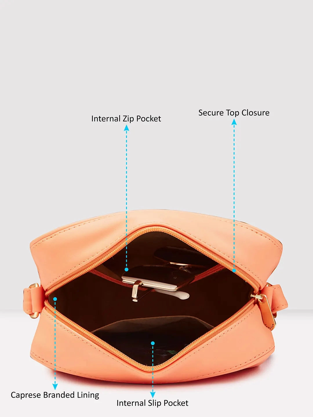 Caprese Dora Medium Coral Sling Bag