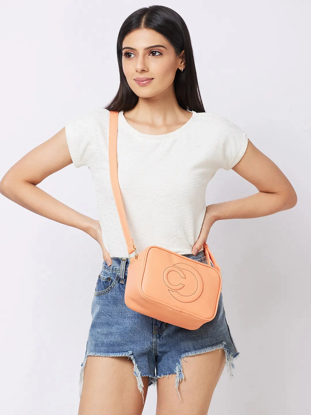 Caprese Dora Medium Coral Sling Bag