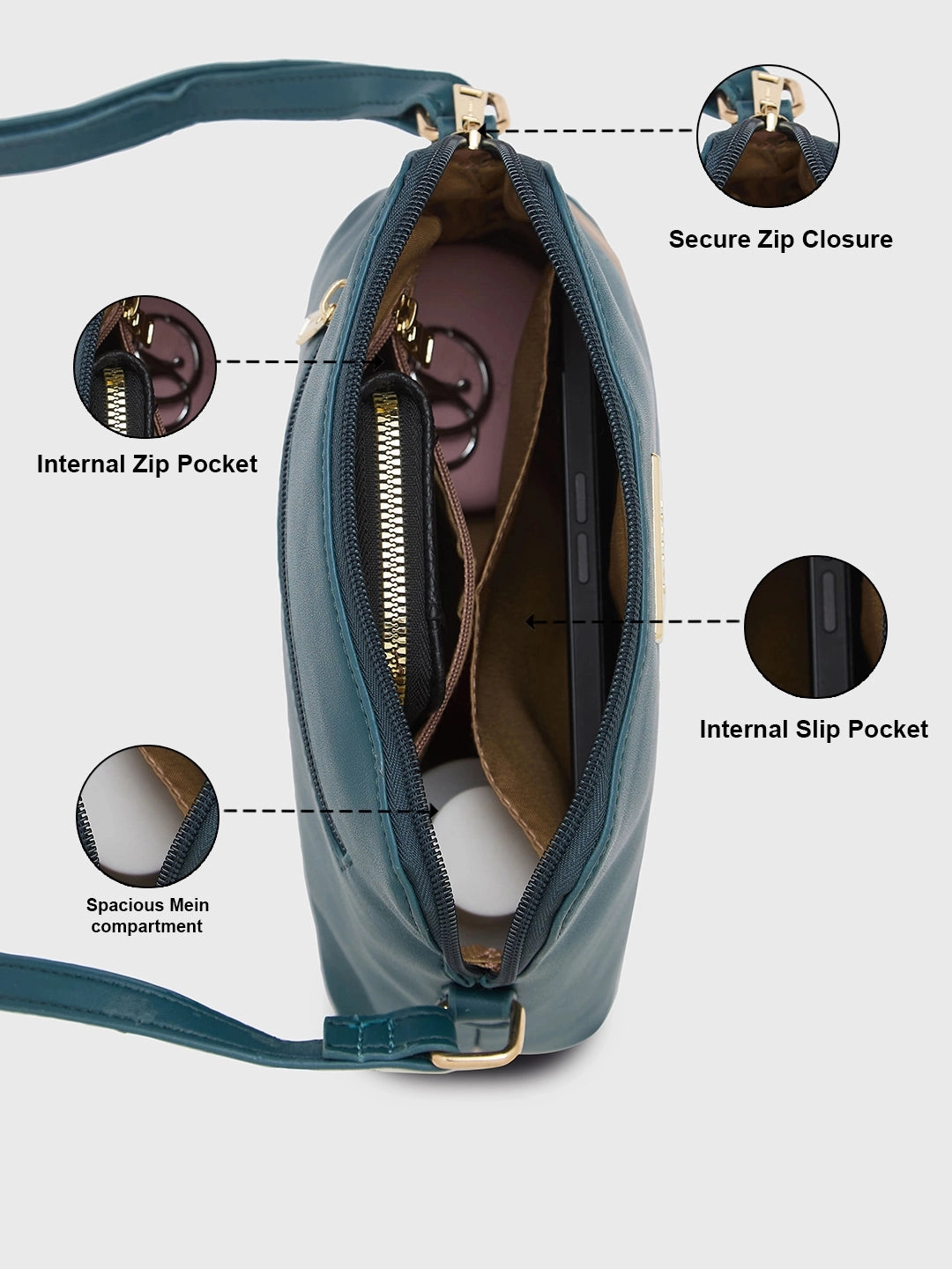 Caprese Ember Medium Green Sling Bag
