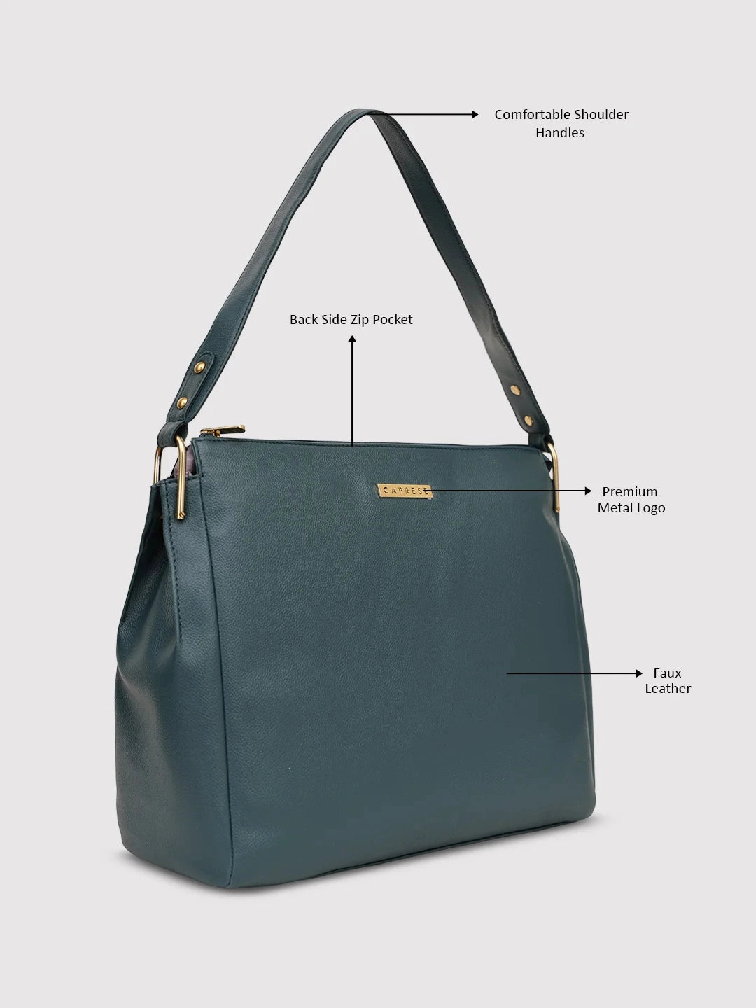 Caprese Fernanda Large Forest Green Hobo Bag