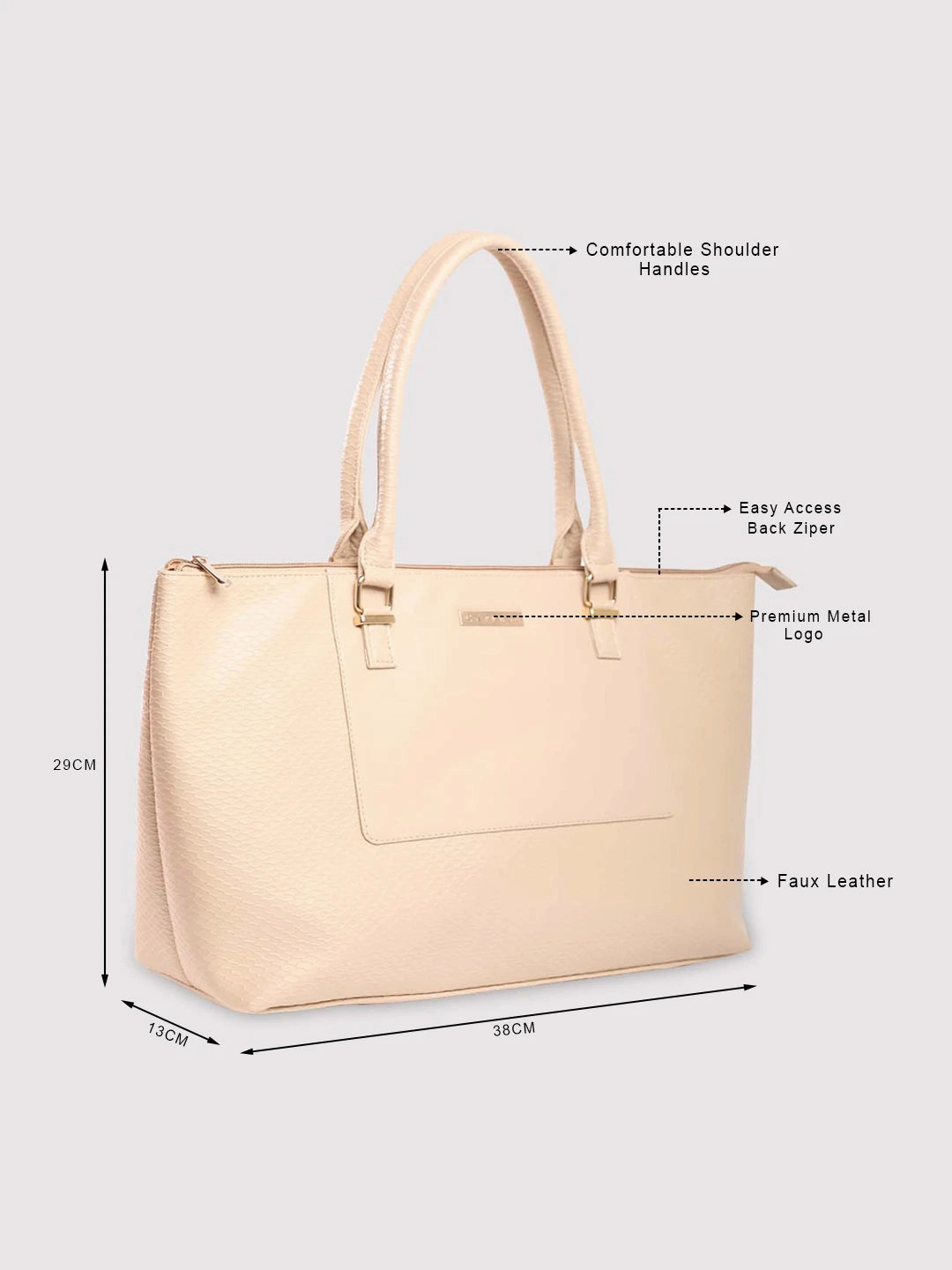 Caprese Fiona Tote Large Beige Office Laptop Bag