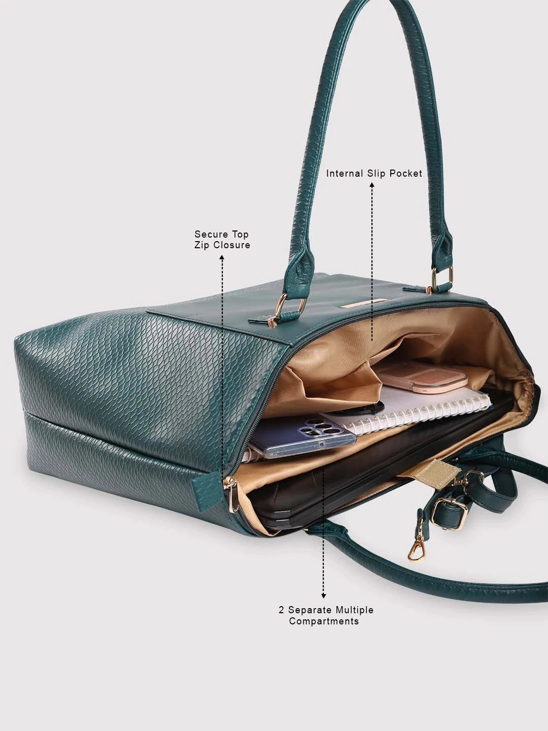 Caprese Fiona Tote Large Teal Laptop Bag