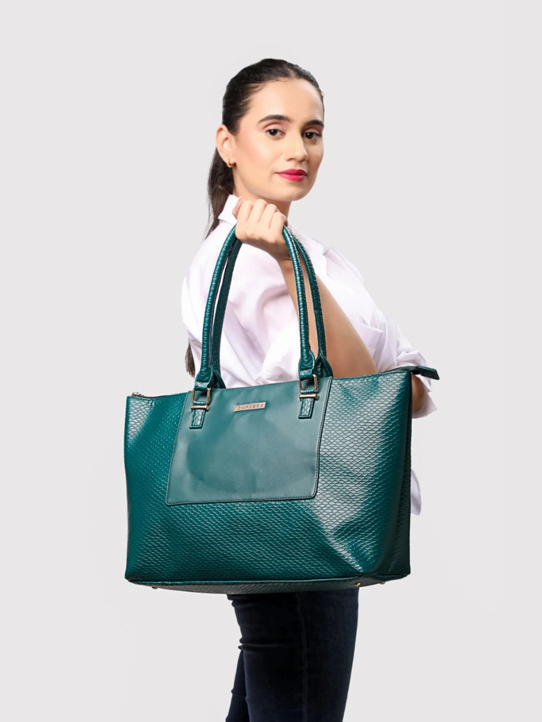 Caprese Fiona Tote Large Teal Laptop Bag