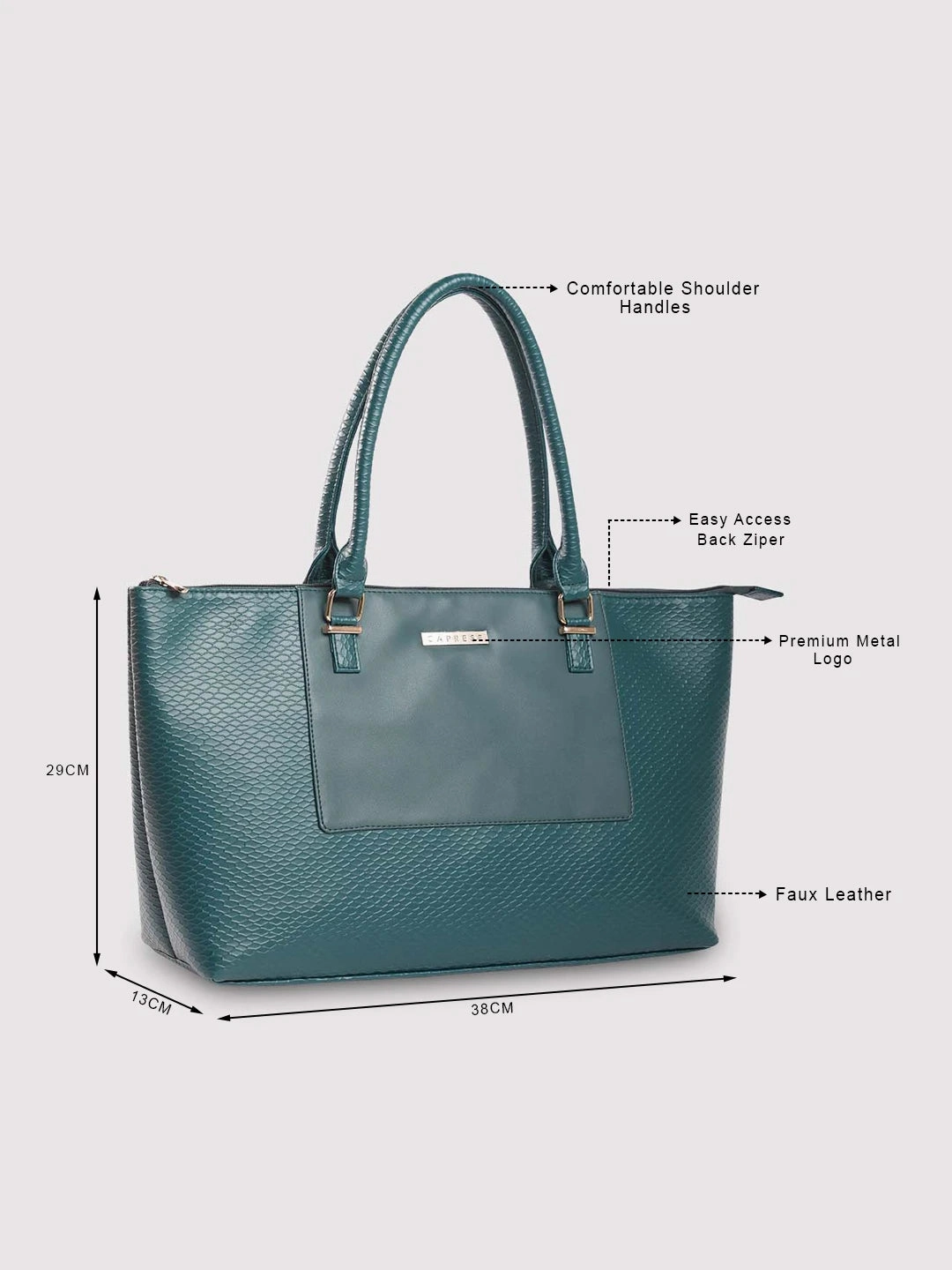Caprese Fiona Tote Large Teal Laptop Bag