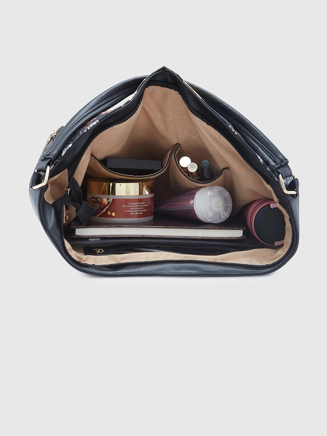 Caprese Fiorella Large Black Hobo Bag