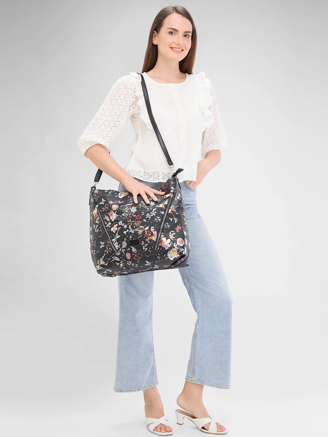 Caprese Fiorella Large Black Hobo Bag