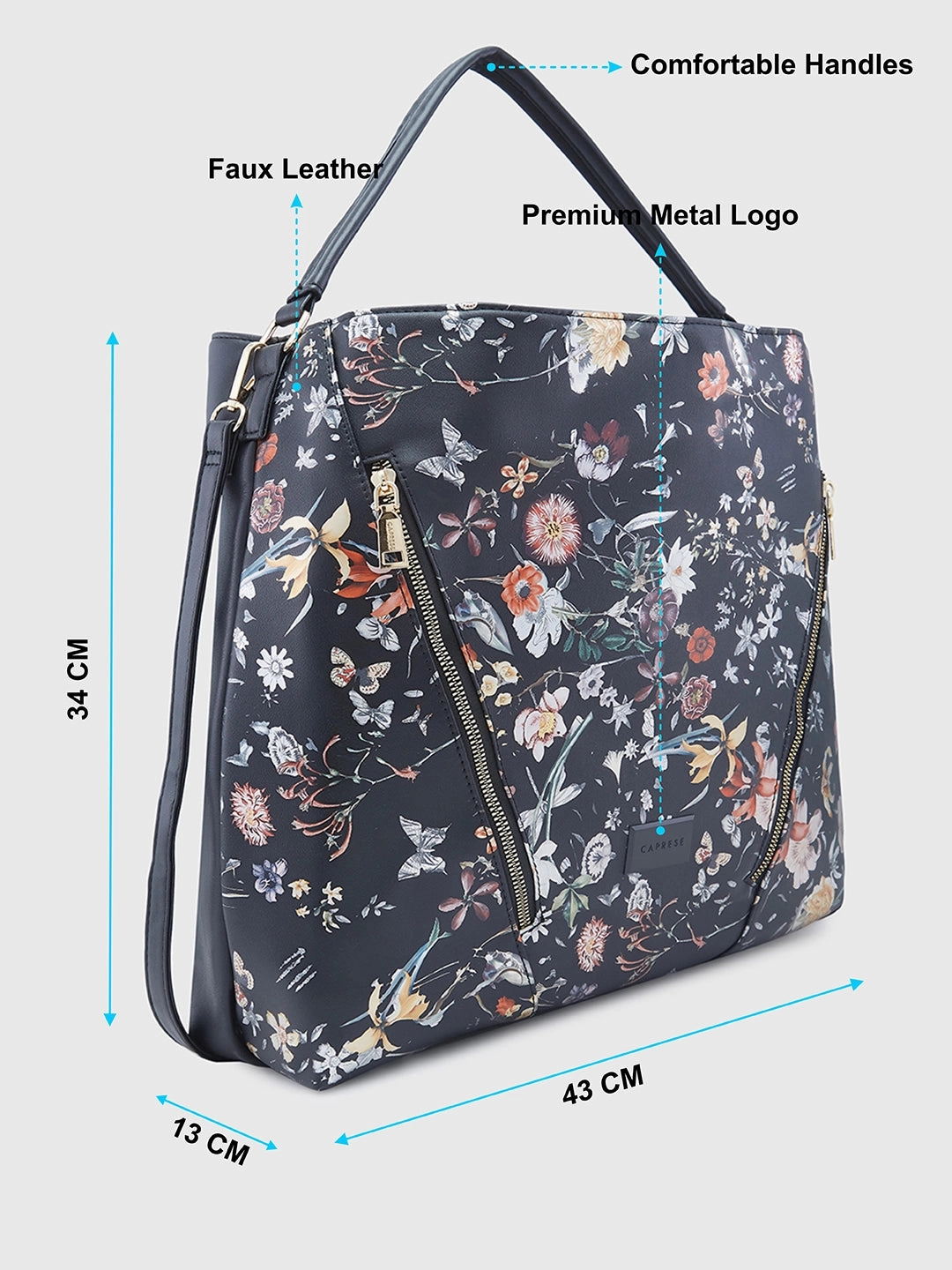 Caprese Fiorella Large Black Hobo Bag