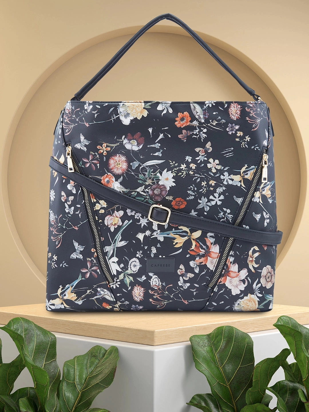 Caprese Fiorella Large Black Hobo Bag