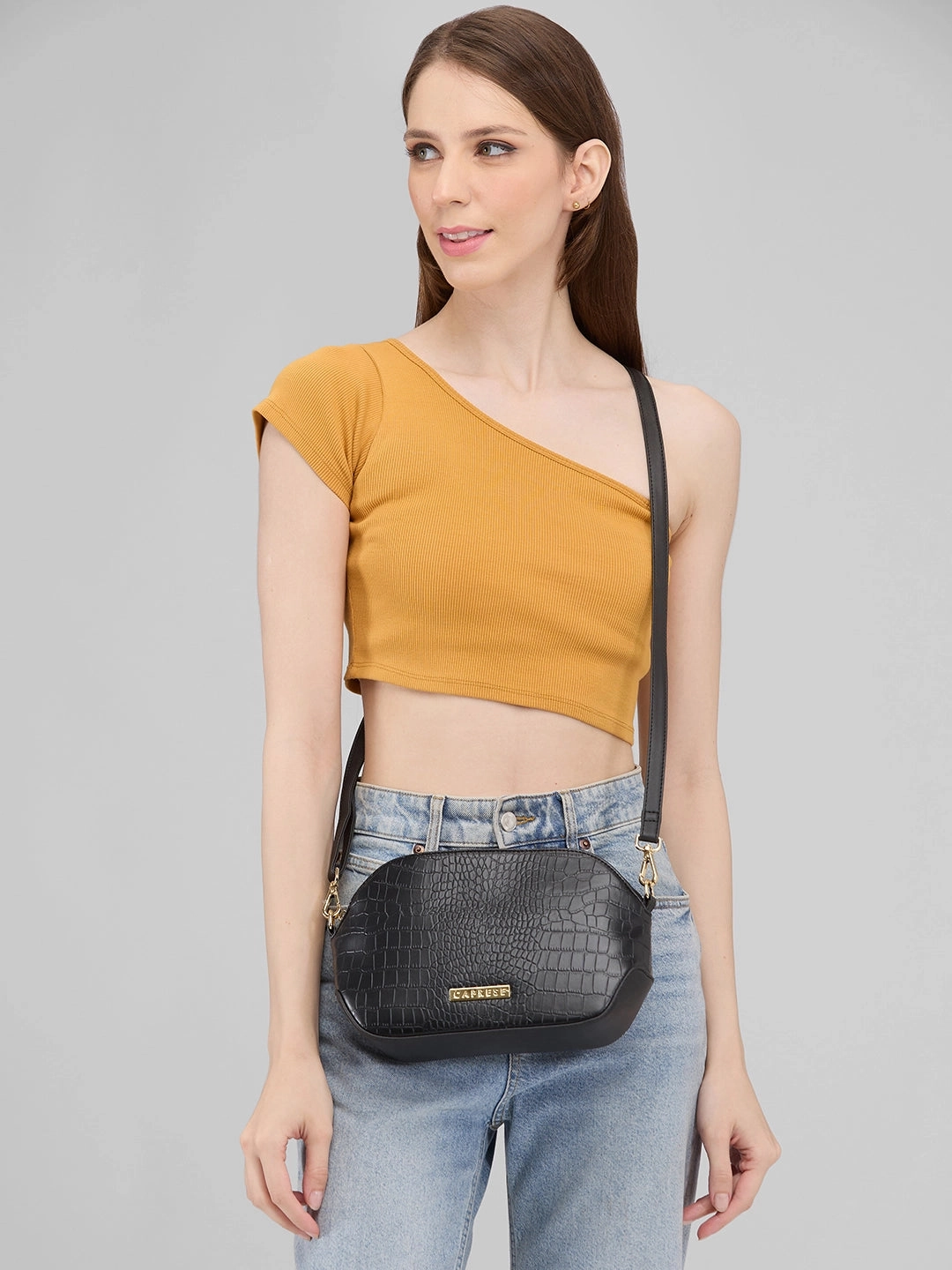 Caprese Flix Small Black Sling Bag