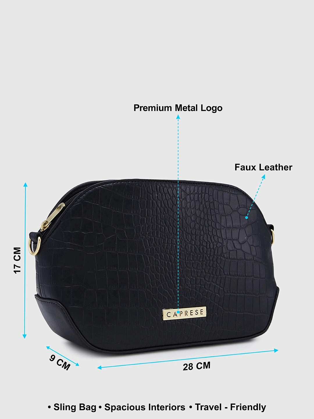 Caprese Flix Small Black Sling Bag