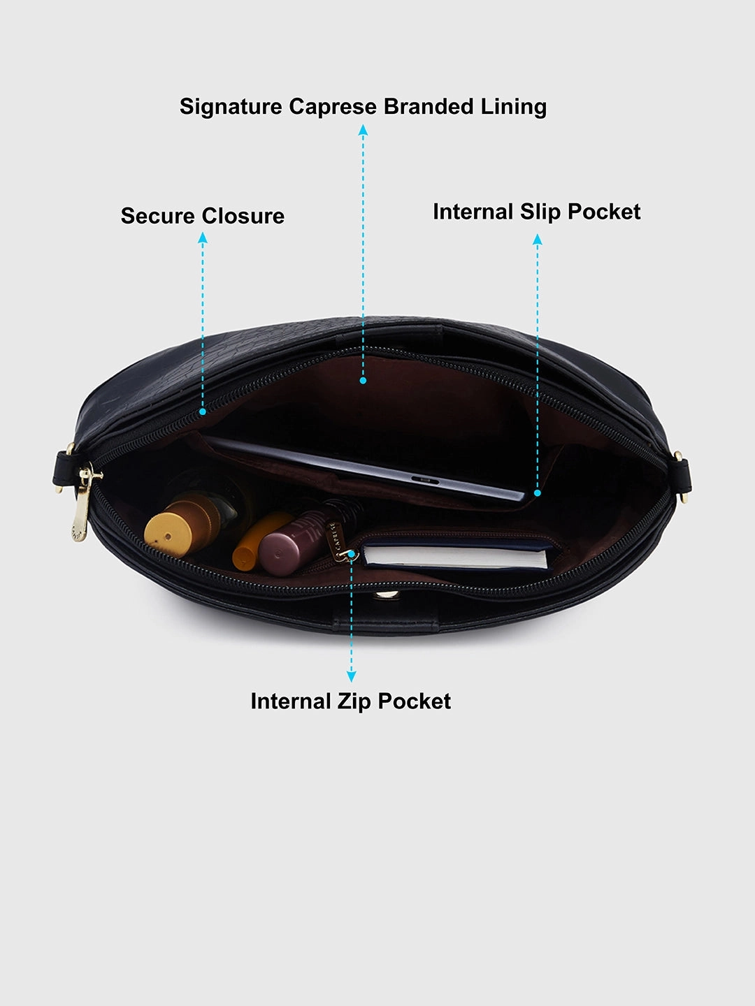 Caprese Flix Small Black Sling Bag
