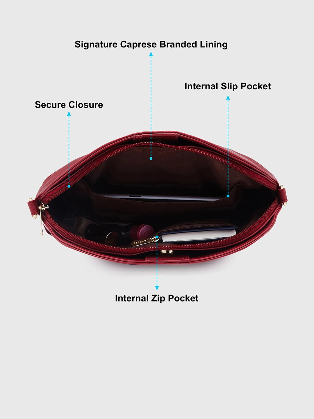 Caprese Flix Small Maroon Sling Bag