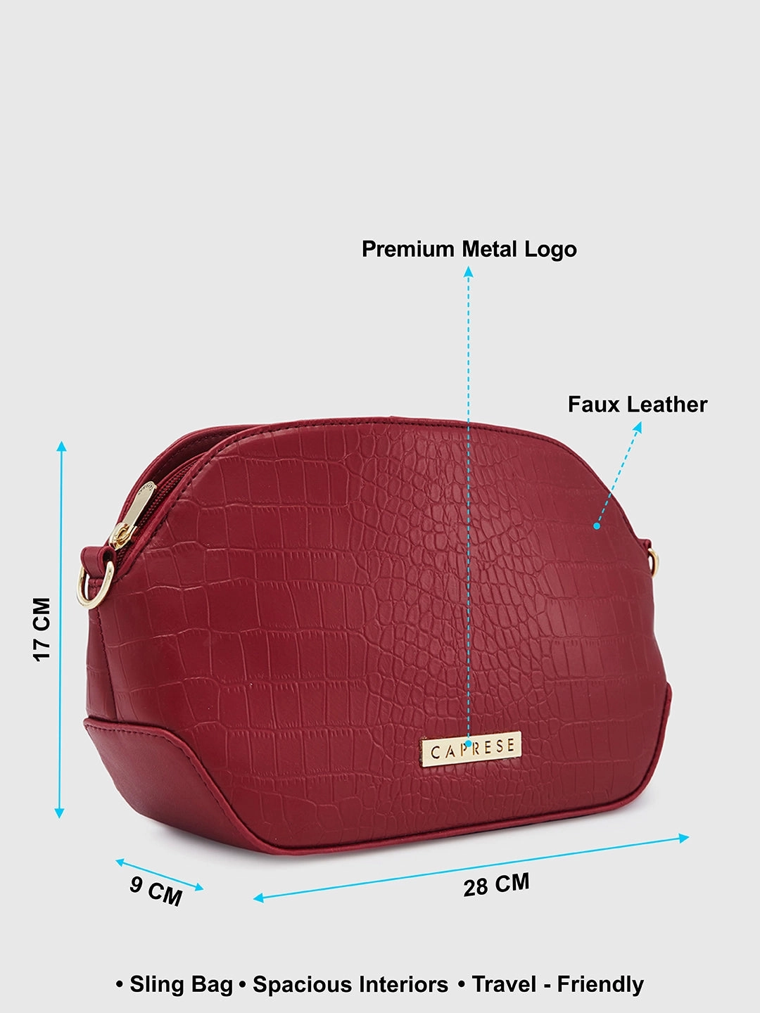 Caprese Flix Small Maroon Sling Bag