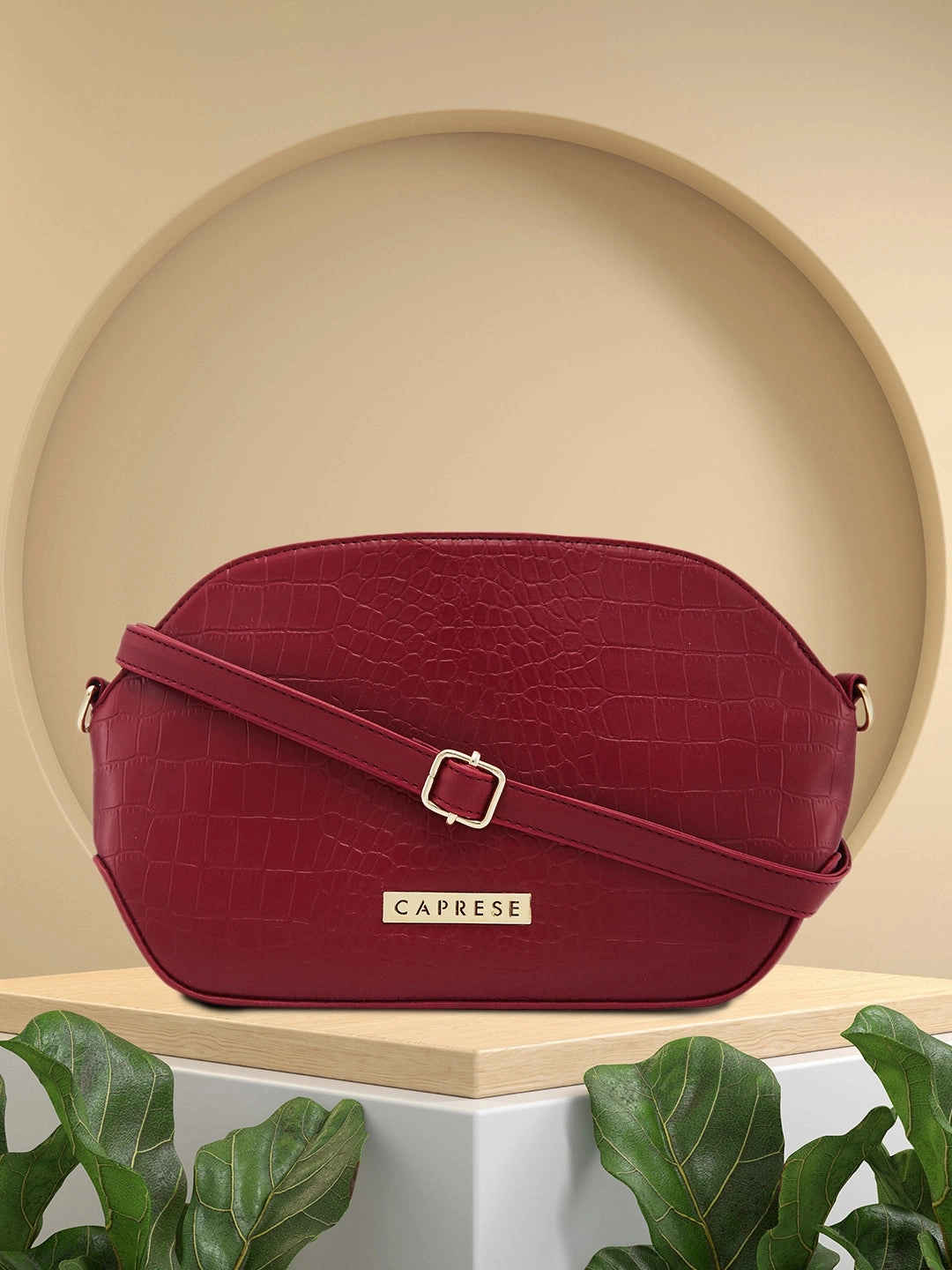 Caprese Flix Small Maroon Sling Bag
