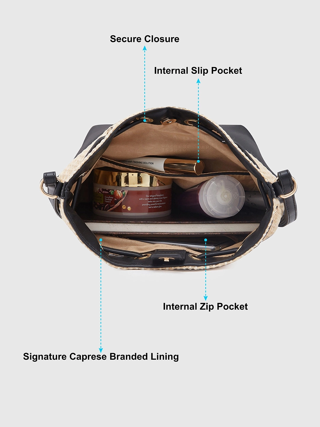 Caprese Georgia Medium Black Sling Bag