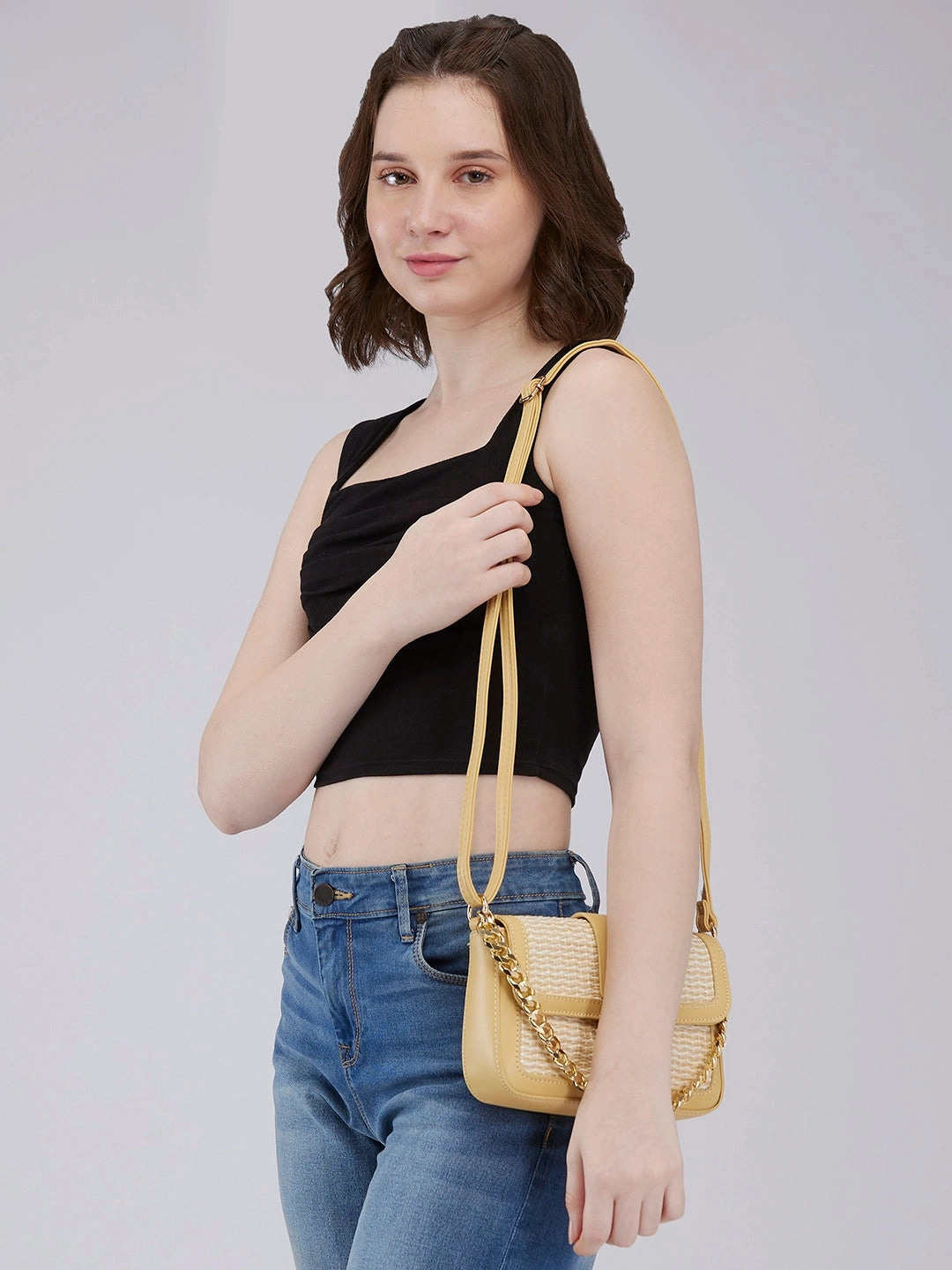 Caprese Georgia Small Light Yellow Sling Bag