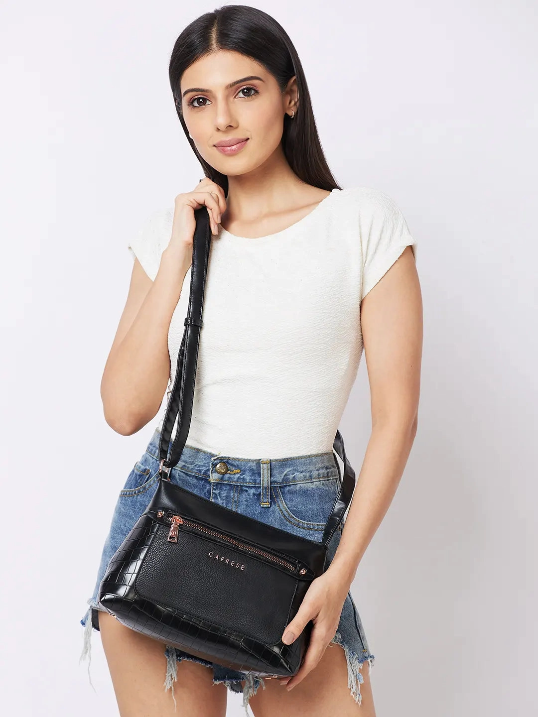 Caprese Gigi Medium Black Sling Bag