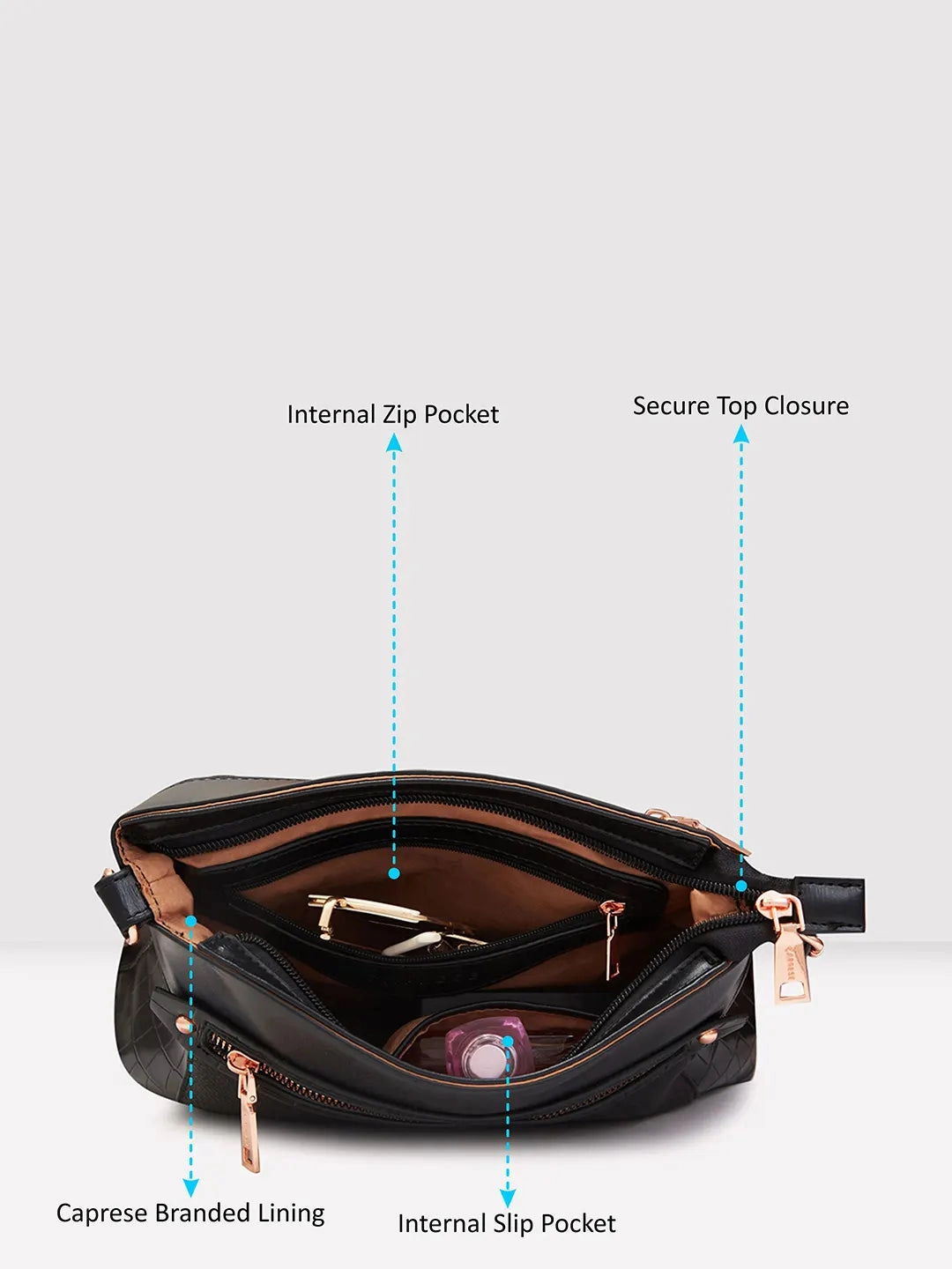 Caprese Gigi Medium Black Sling Bag