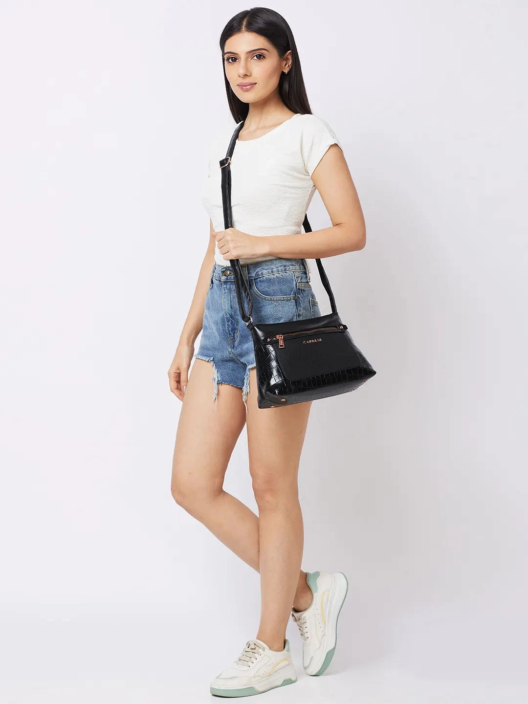 Caprese Gigi Medium Black Sling Bag