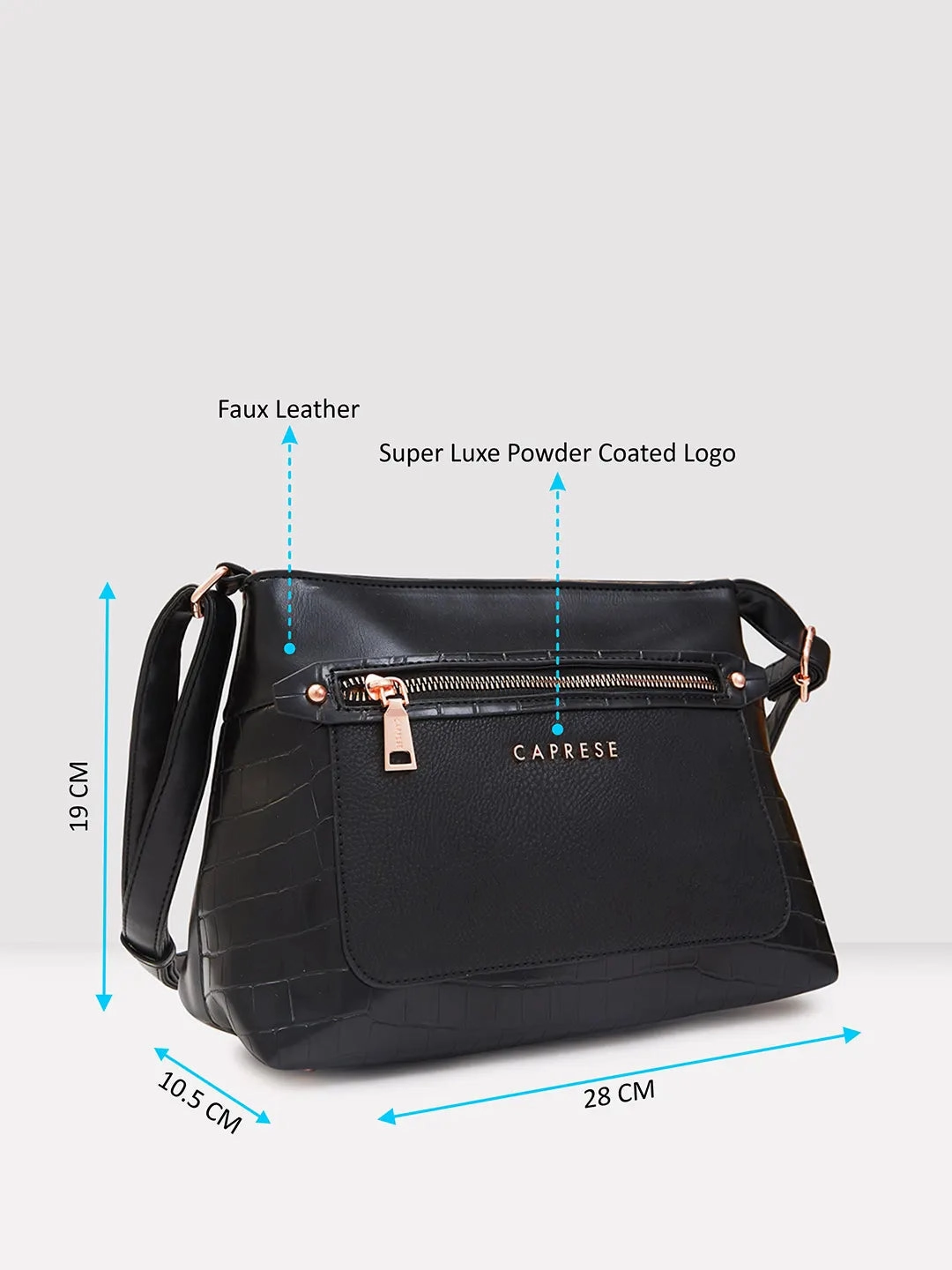 Caprese Gigi Medium Black Sling Bag