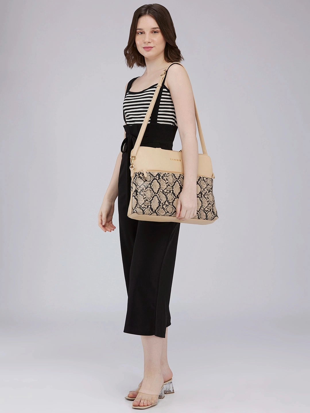 Caprese Gypsy Large Beige Laptop Bag