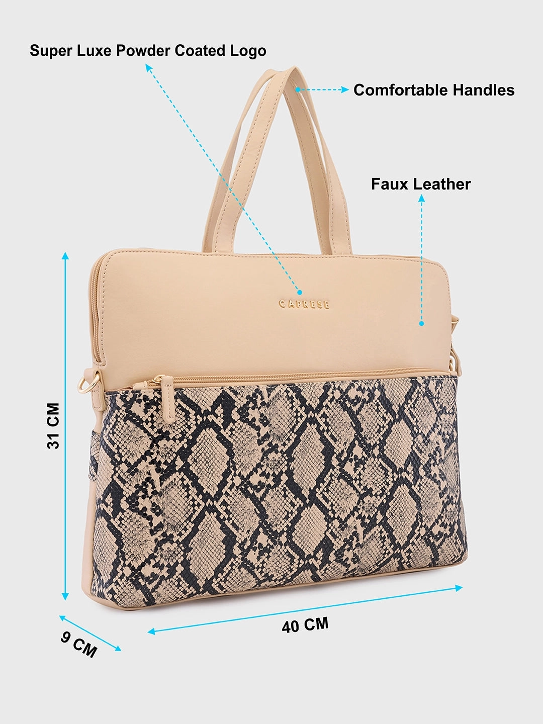 Caprese Gypsy Large Beige Laptop Bag
