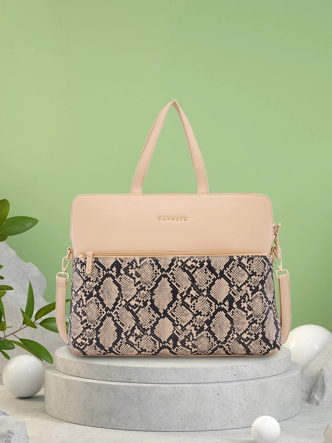 Caprese Gypsy Large Beige Laptop Bag