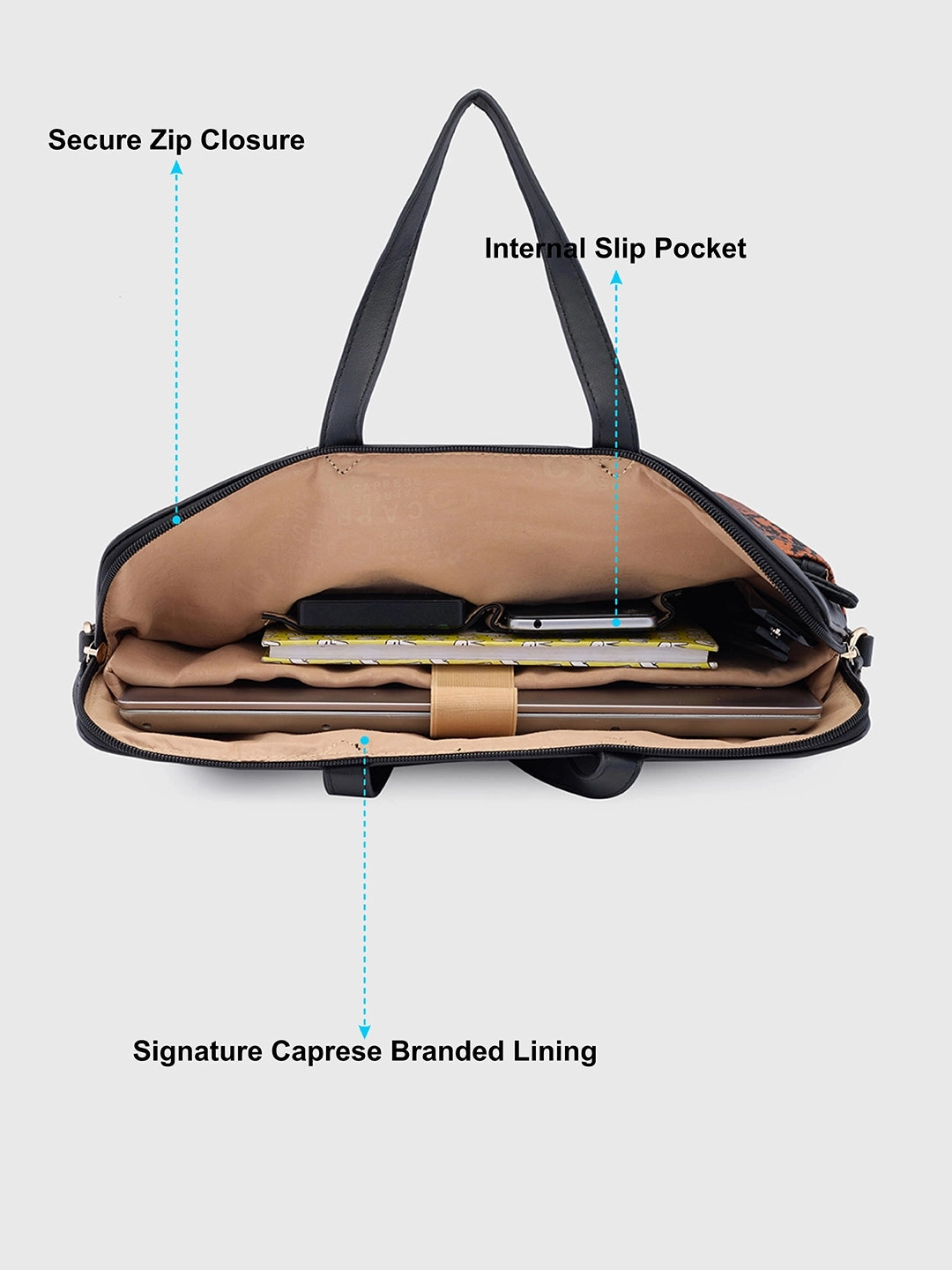 Caprese Gypsy Large Black Laptop Bag