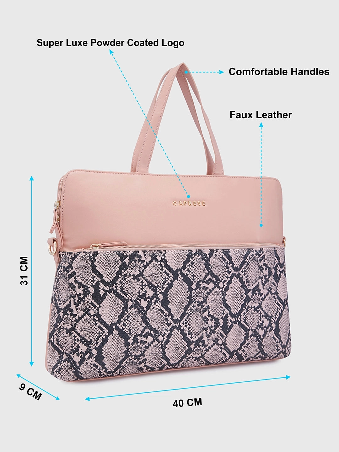 Caprese Gypsy Large Light Pink Laptop Bag