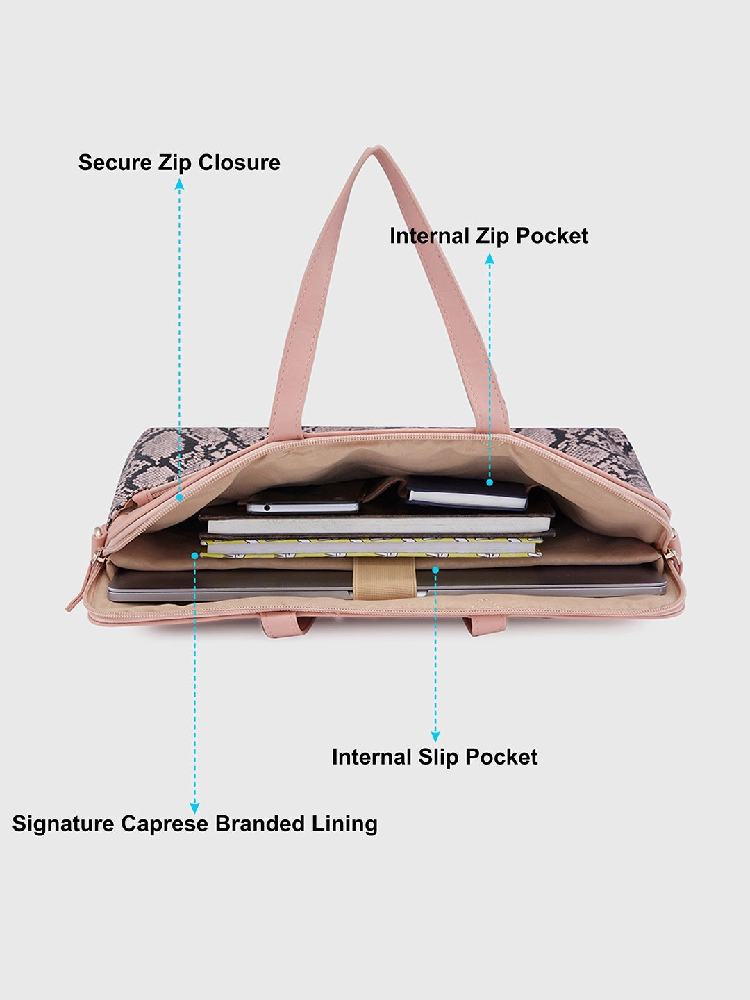 Caprese Gypsy Large Light Pink Laptop Bag