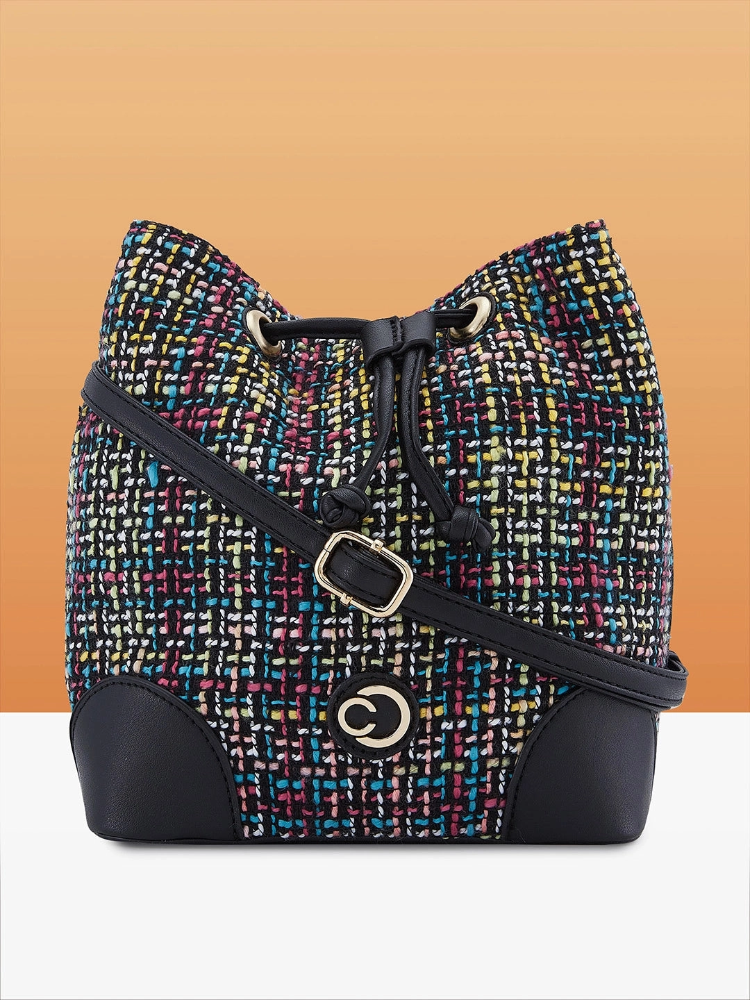 Caprese Harmonee Medium Black Sling Bag