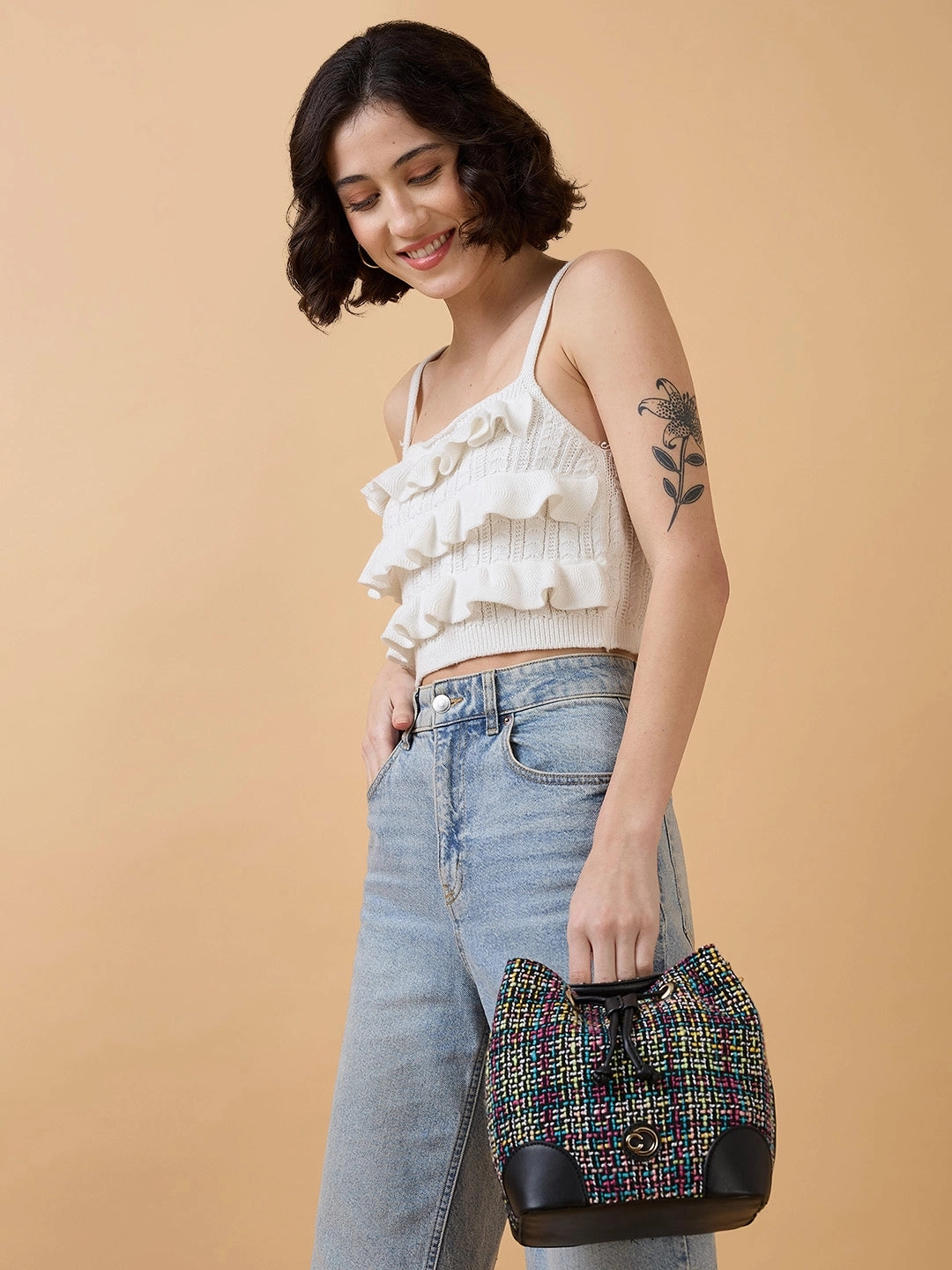 Caprese Harmonee Medium Black Sling Bag