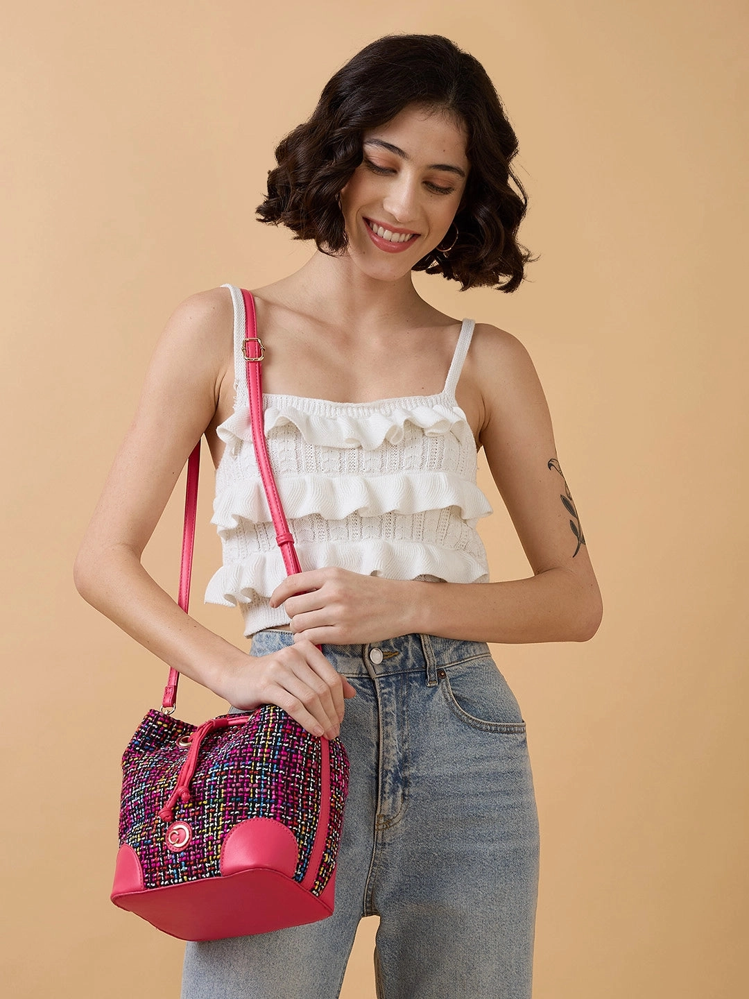 Caprese Harmonee Medium Fuchsia Sling Bag