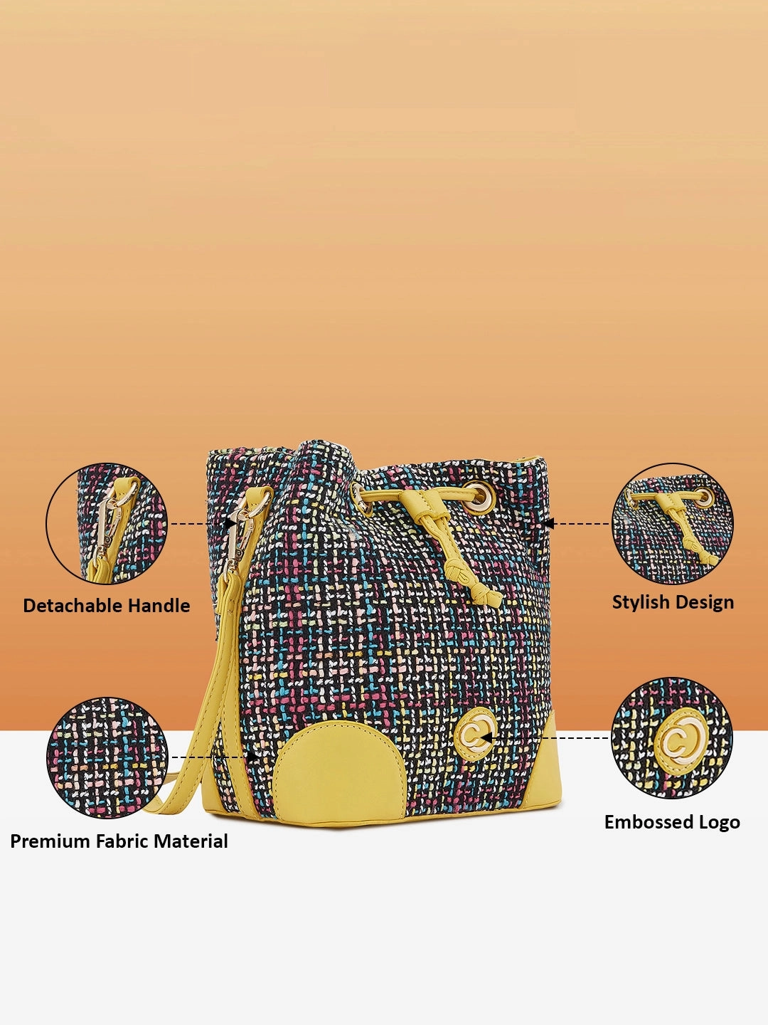 Caprese Harmonee Medium Yellow Sling Bag