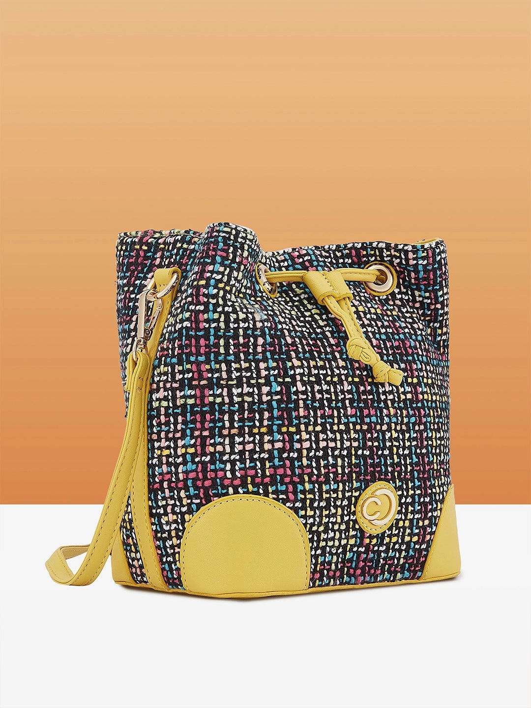 Caprese Harmonee Medium Yellow Sling Bag