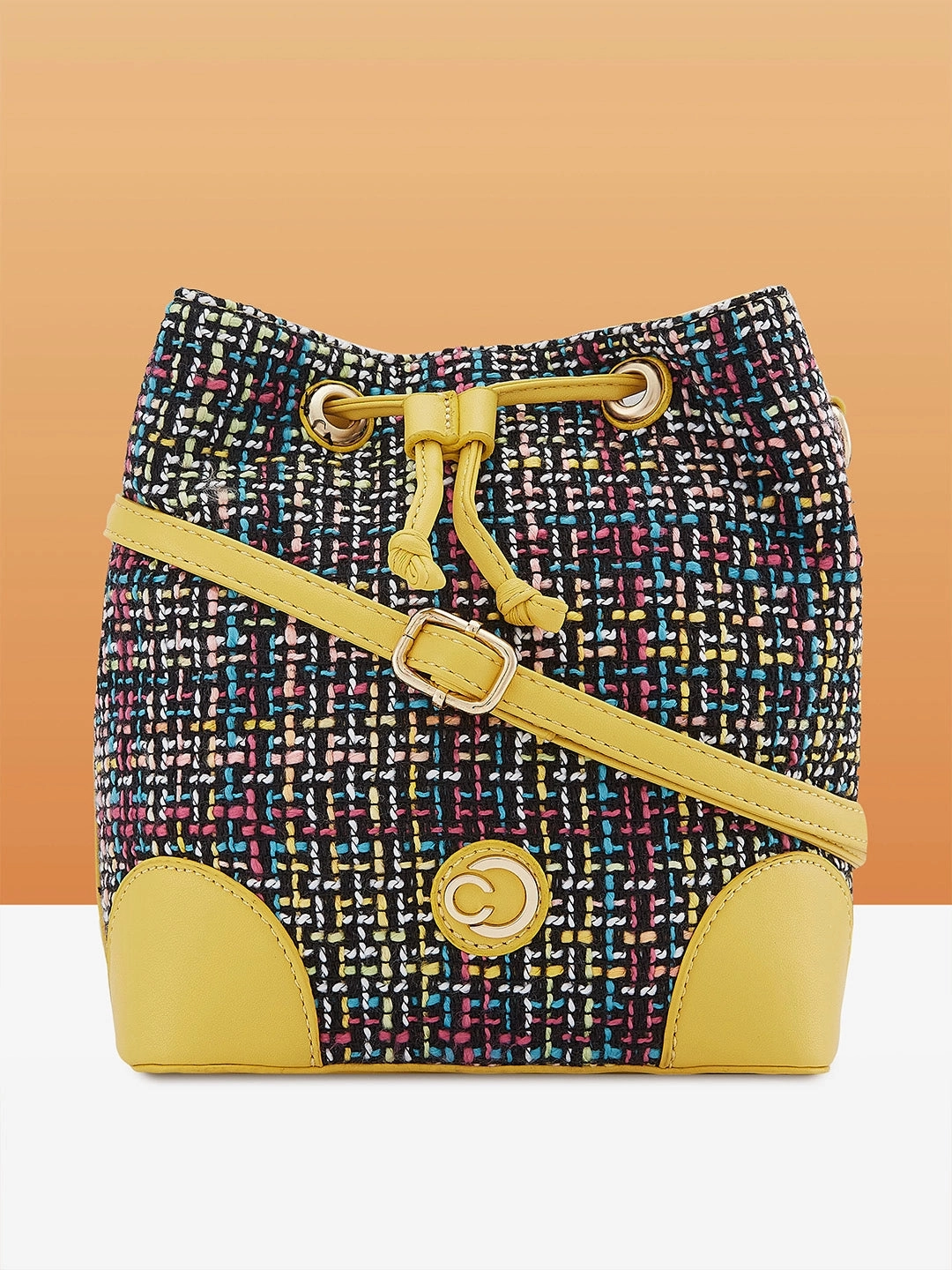 Caprese Harmonee Medium Yellow Sling Bag