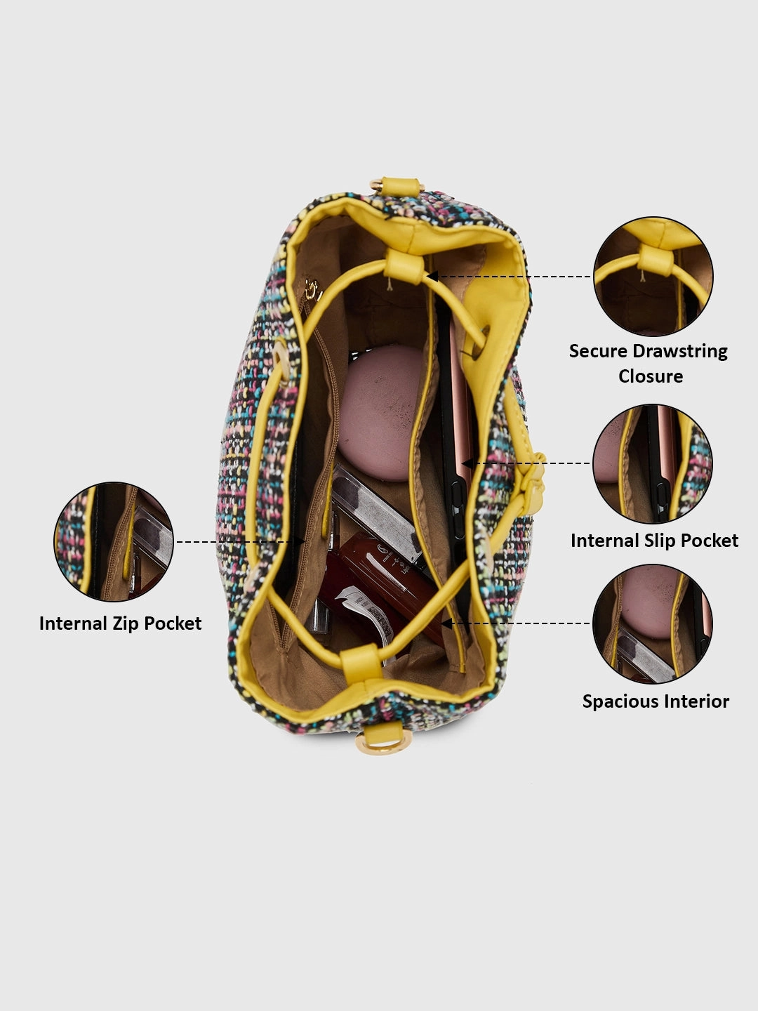 Caprese Harmonee Medium Yellow Sling Bag