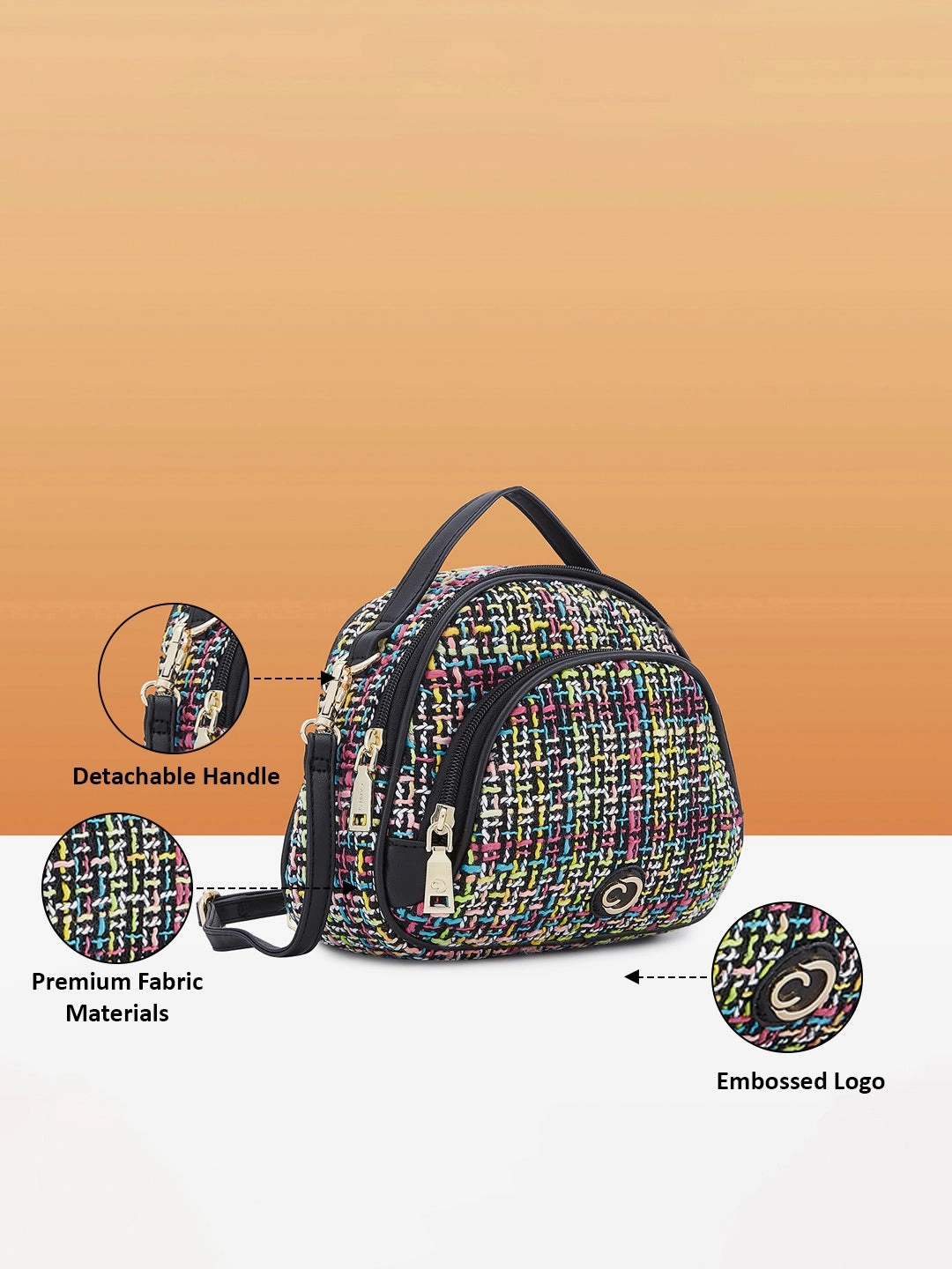 Caprese Harmonee Small Black Sling Bag