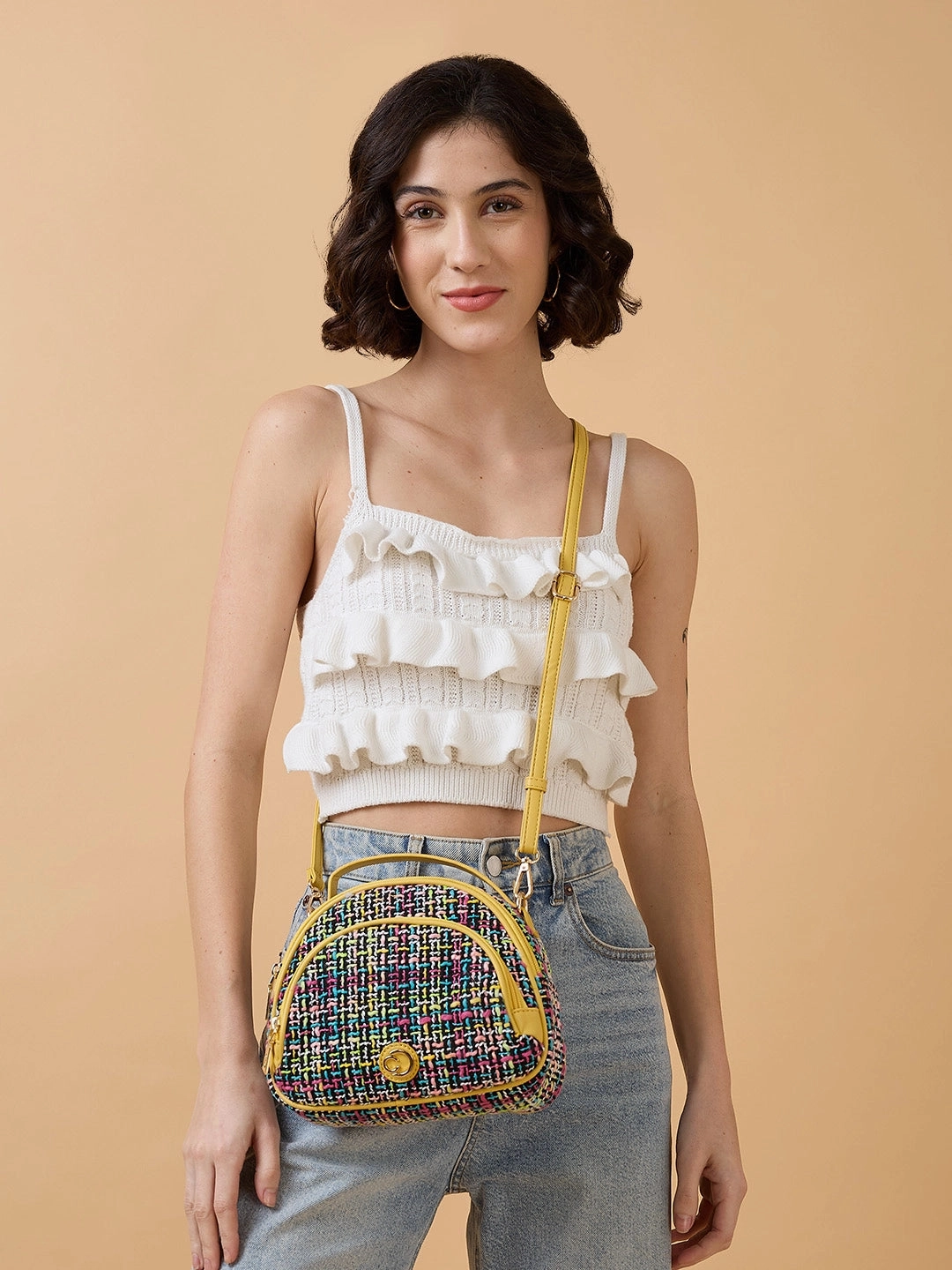 Caprese Harmonee Small Yellow Sling Bag