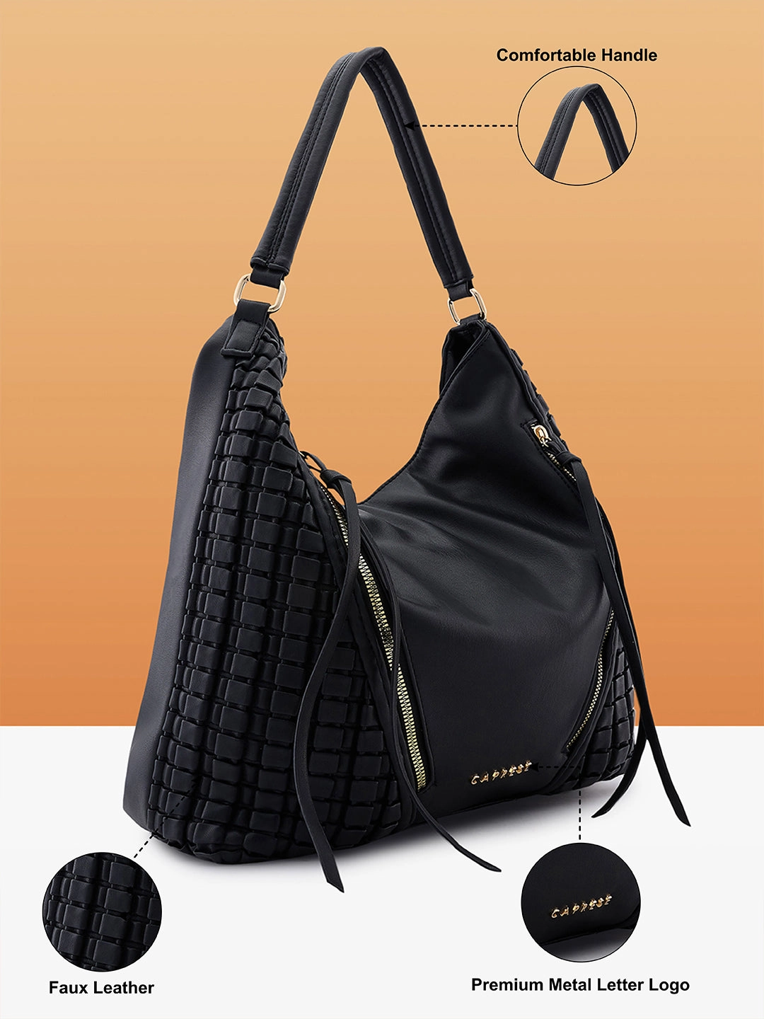 Caprese Havana Large Black Satchel Bag
